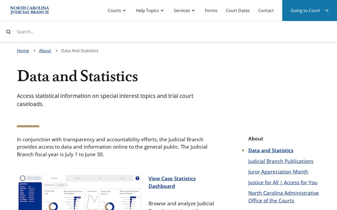 North Carolina Judicial Branch data and statistics source