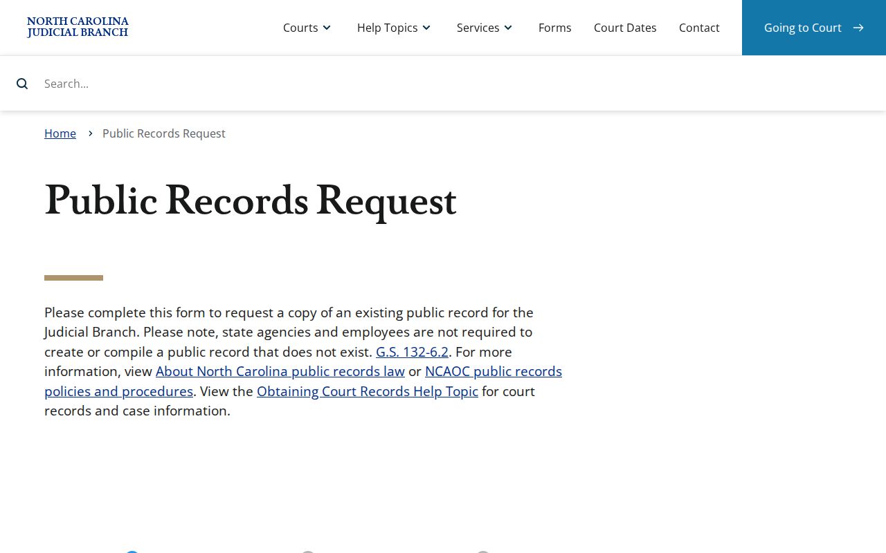 North Carolina Judicial Branch public-record request form source