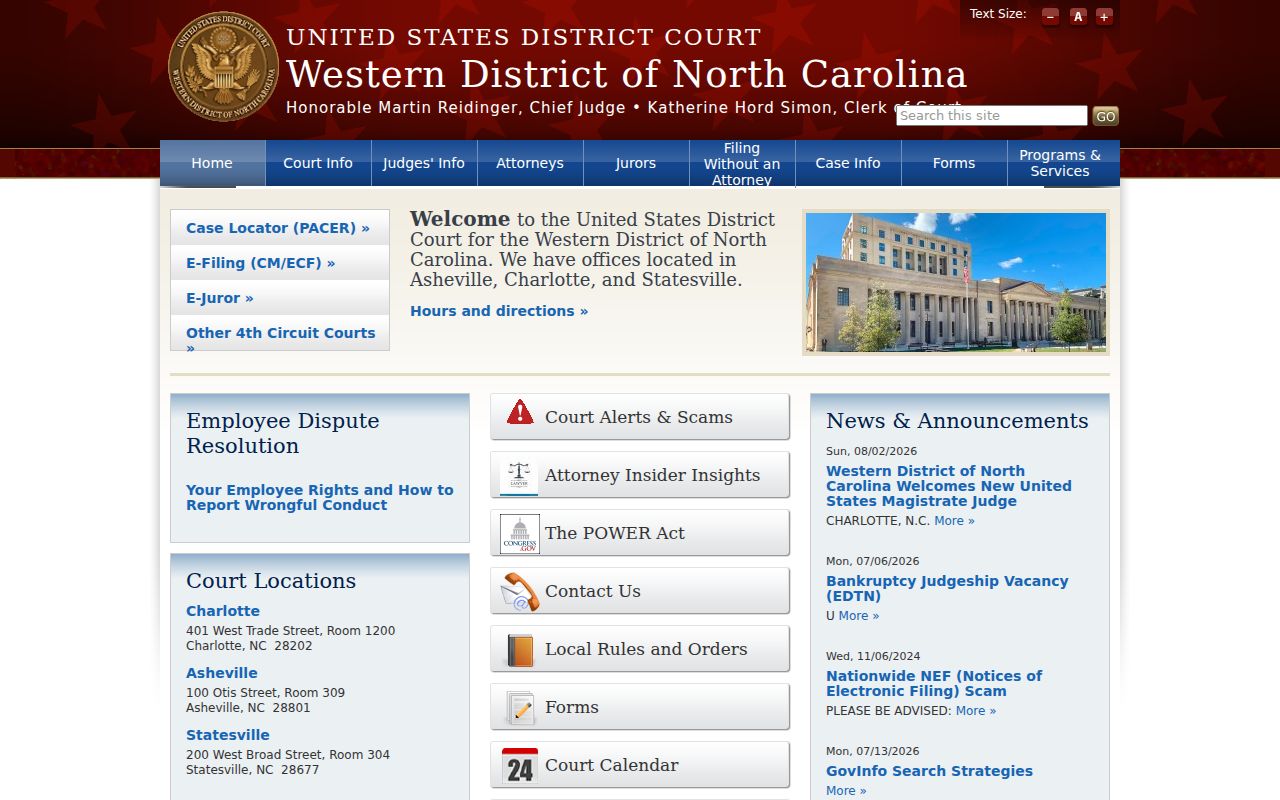 Western District of North Carolina federal court source