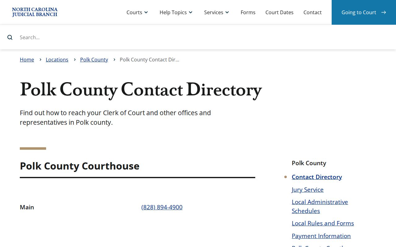 Polk County court docket clerk contact directory