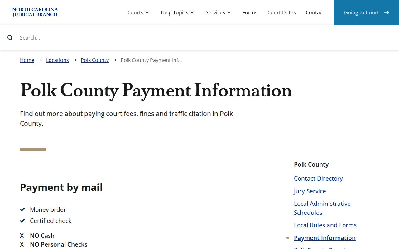 Polk County court payment information source